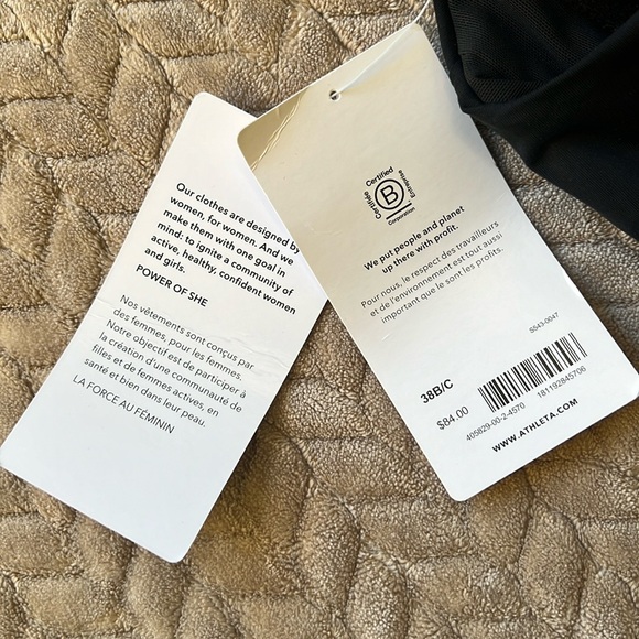 NWT-Athleta Black Maldives Bra Cup Tankini, Size 38B/C - Picture 3 of 10